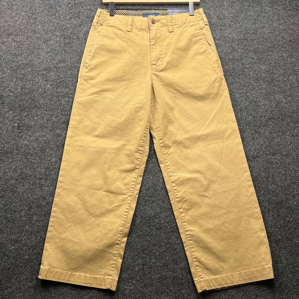American Eagle Loose Lived-In Khakis Flex Pants Tan 28x28 Wide Leg Baggy Fit